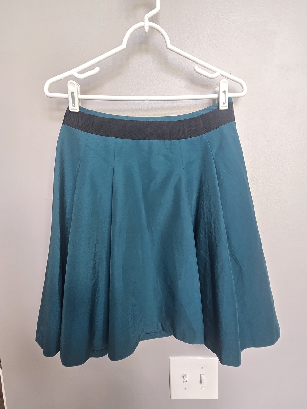 NWT The Limited Teal A-Line Skirt with Black Grosgrain Waistband XS, Waist 28